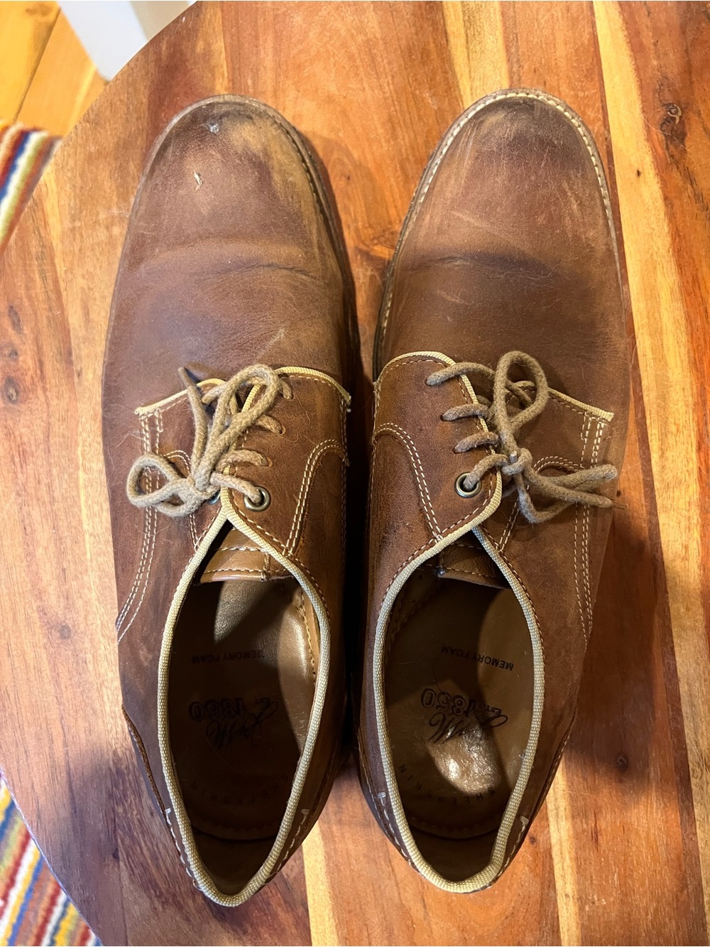 Johnston & Murphy Brown Leather Lace-Up Oxfords